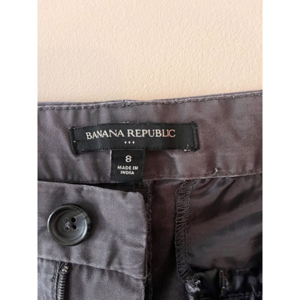 Banana Republic Cotton Chino Shorts Womens Size 8 Charcoal Gray Zip Fly Pockets